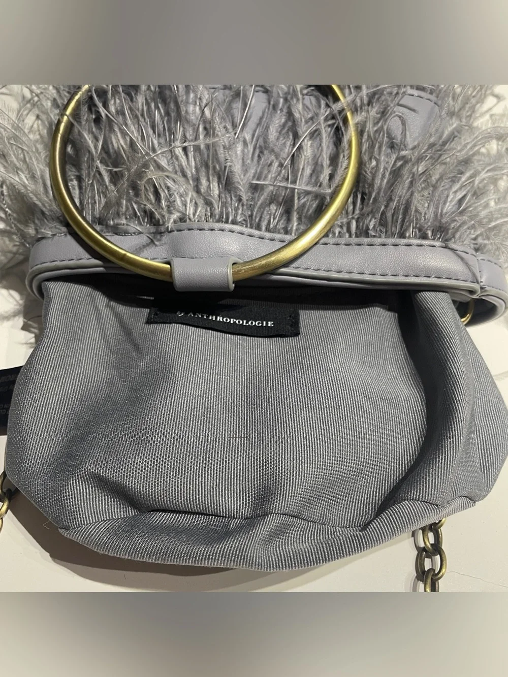 Anthropologie Evelyn Feather Bucket Bag